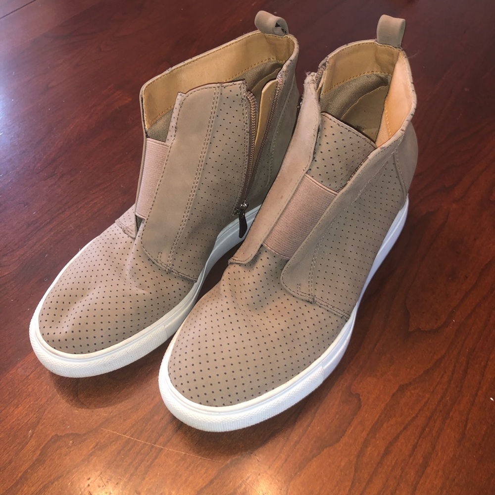 Women's Perforated Taupe Sneakers